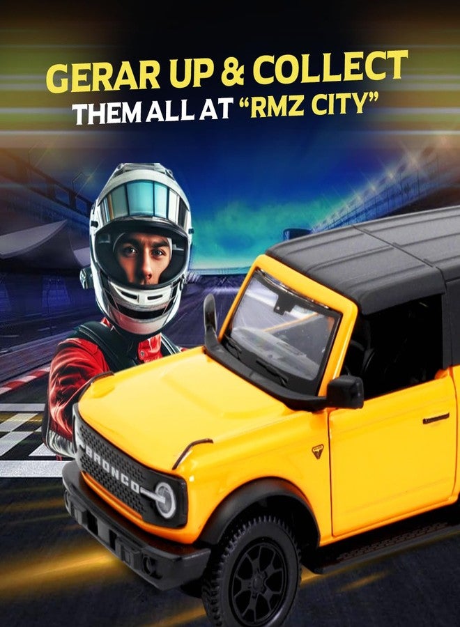 آر إم زد سيتي سيارة لعبة فورد برونكو باد لاندز 2023 ذات السقف الصلب من آر إم زد سيتي، مصنوعة من المعدن المصبوب، مقاس 5 بوصات، بمقياس 1:36 | سيارة مرخصة قابلة للتحصيل مع أبواب قابلة للفتح وآلية سحب للخلف | سلسلة عالمية لعشاق السيارات | أصفر - Image 5